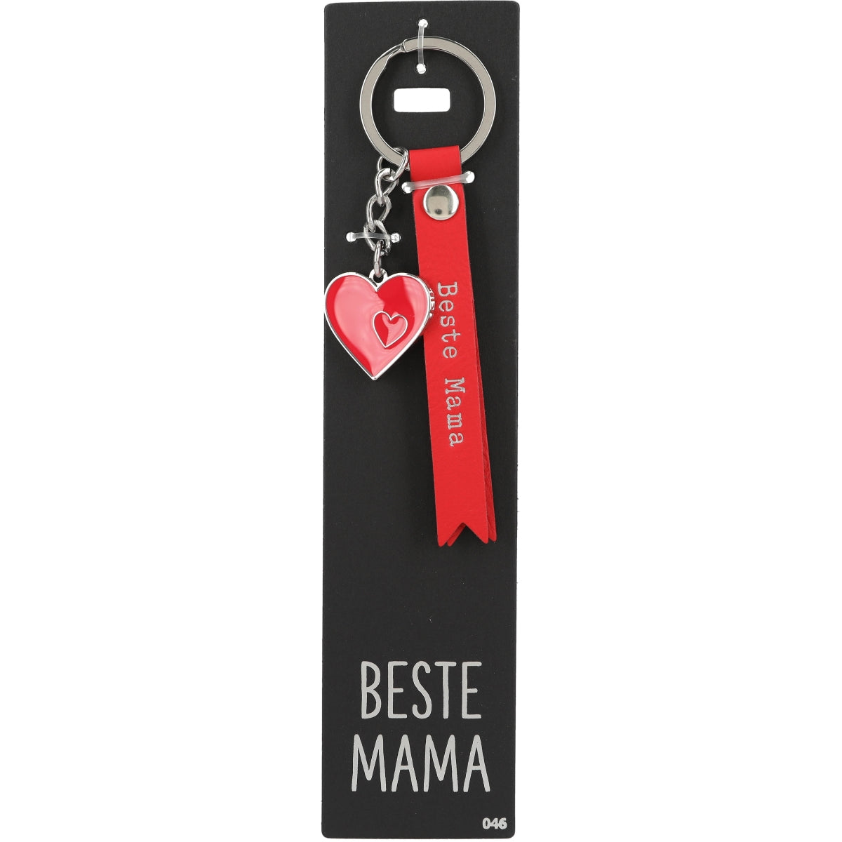 Sleutelhanger 'Beste Mama' met Rode Lederen Look