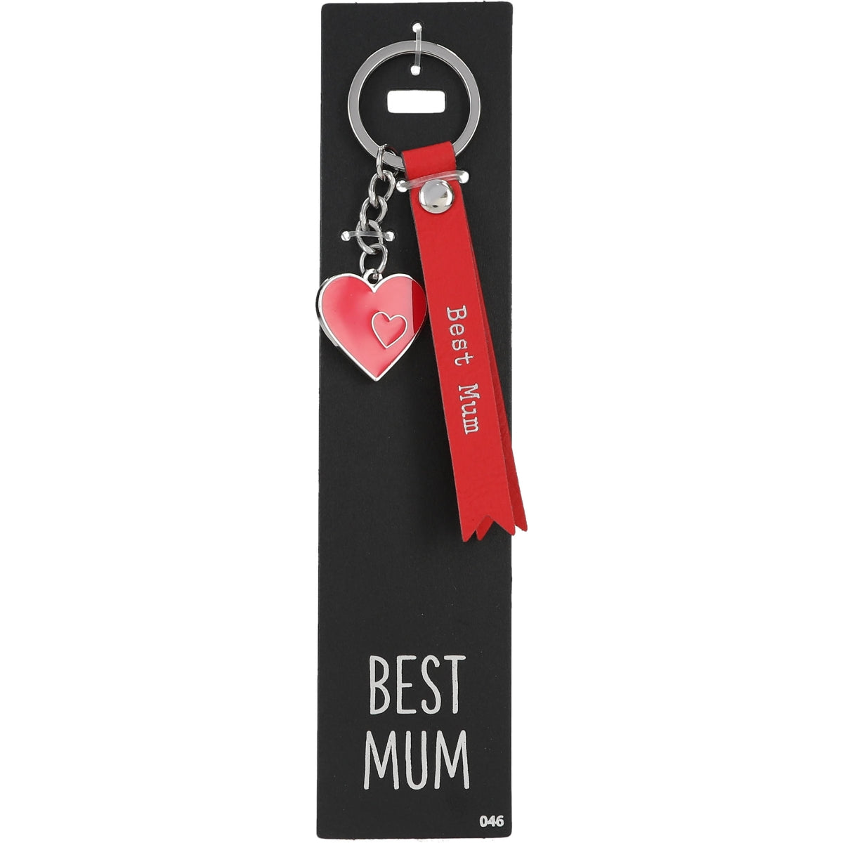 Rode Sleutelhanger 'Best Mum' met Hart Bedel