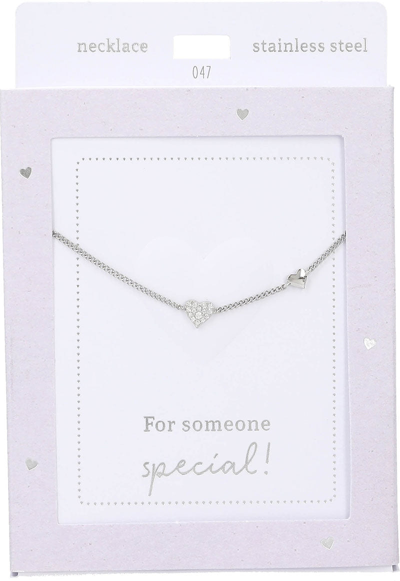 Heart of Gold ketting Glitterhartje zilverkleurig