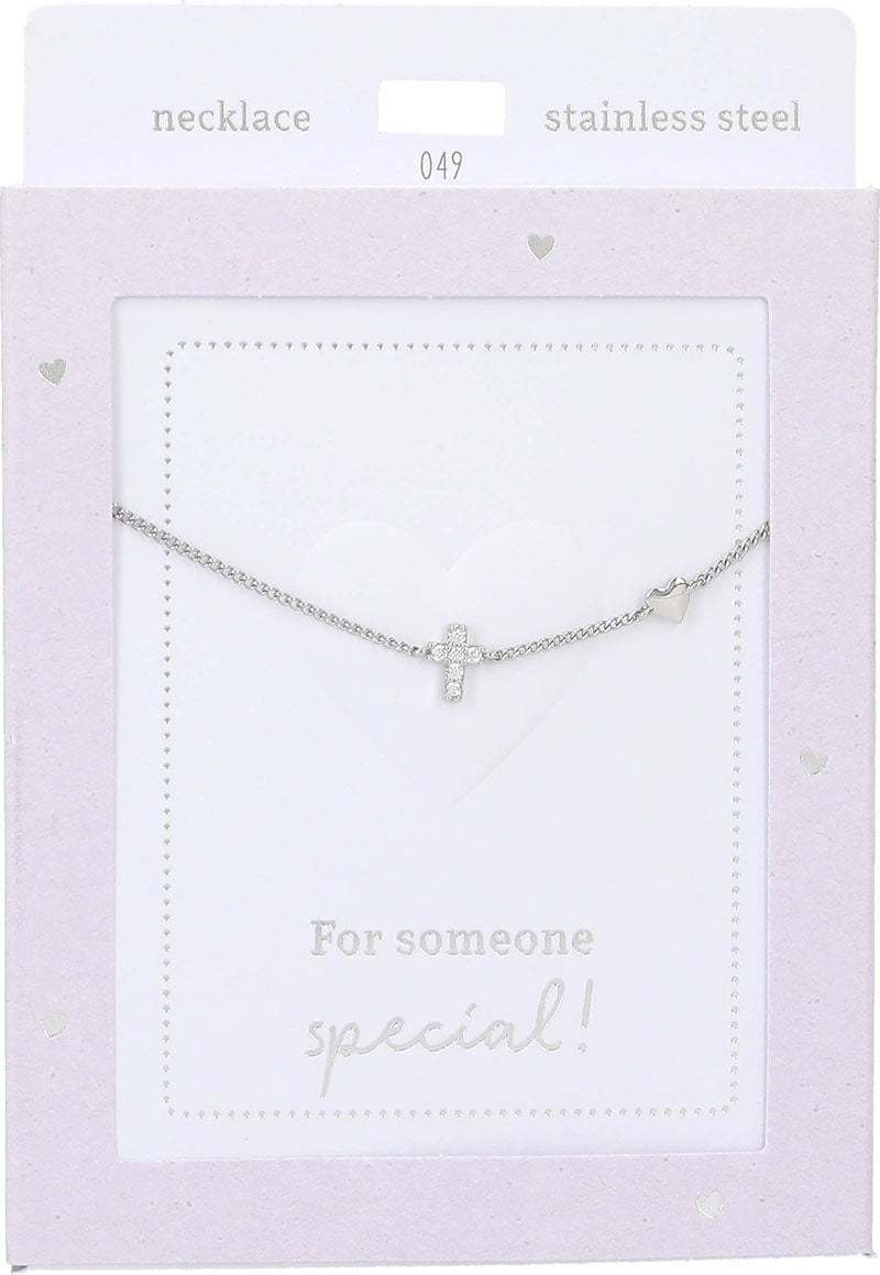 Zilveren Heart of Gold Ketting met Kruis en Hartje