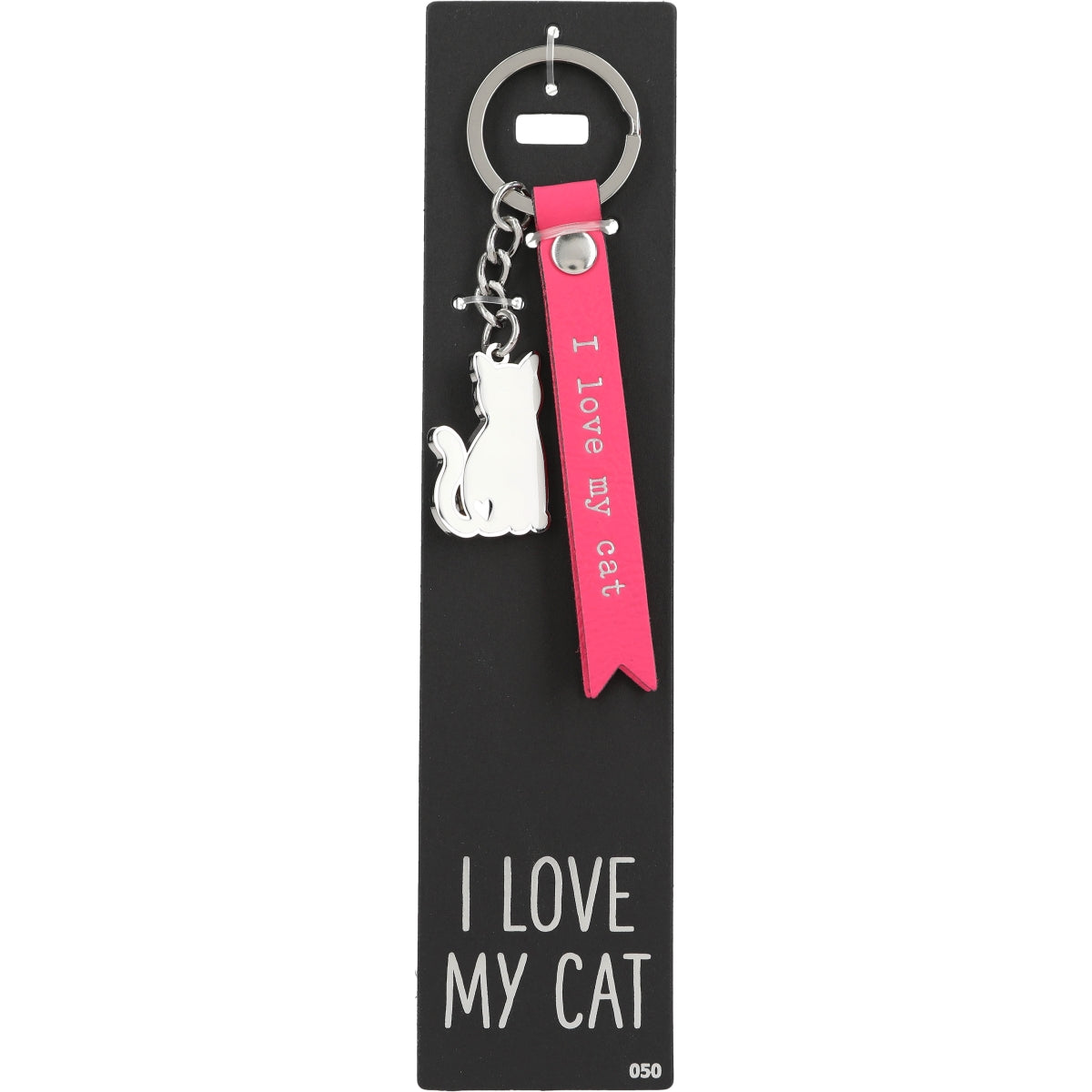 Roze 'I Love My Cat' Sleutelhanger met Schattig Katje
