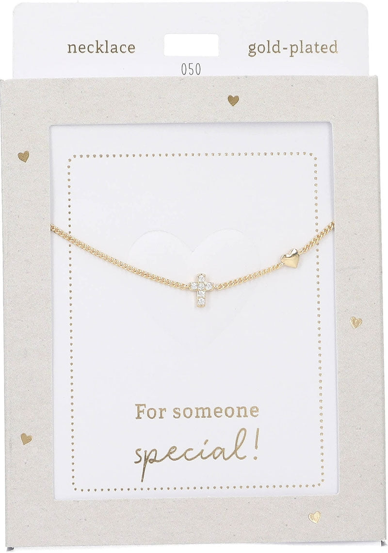 Goudkleurige Ketting met Kristallen Kruis