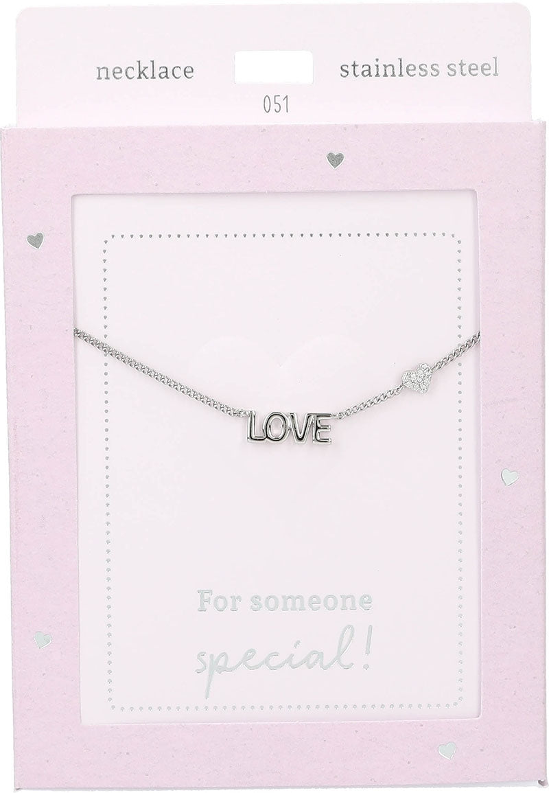 Elegante zilverkleurige Love-ketting met hartje