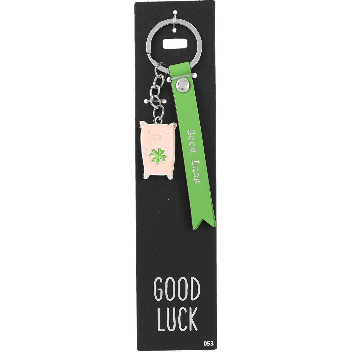 Sleutelhanger 'Good Luck' - Groen Lint & Geluksbedeltje