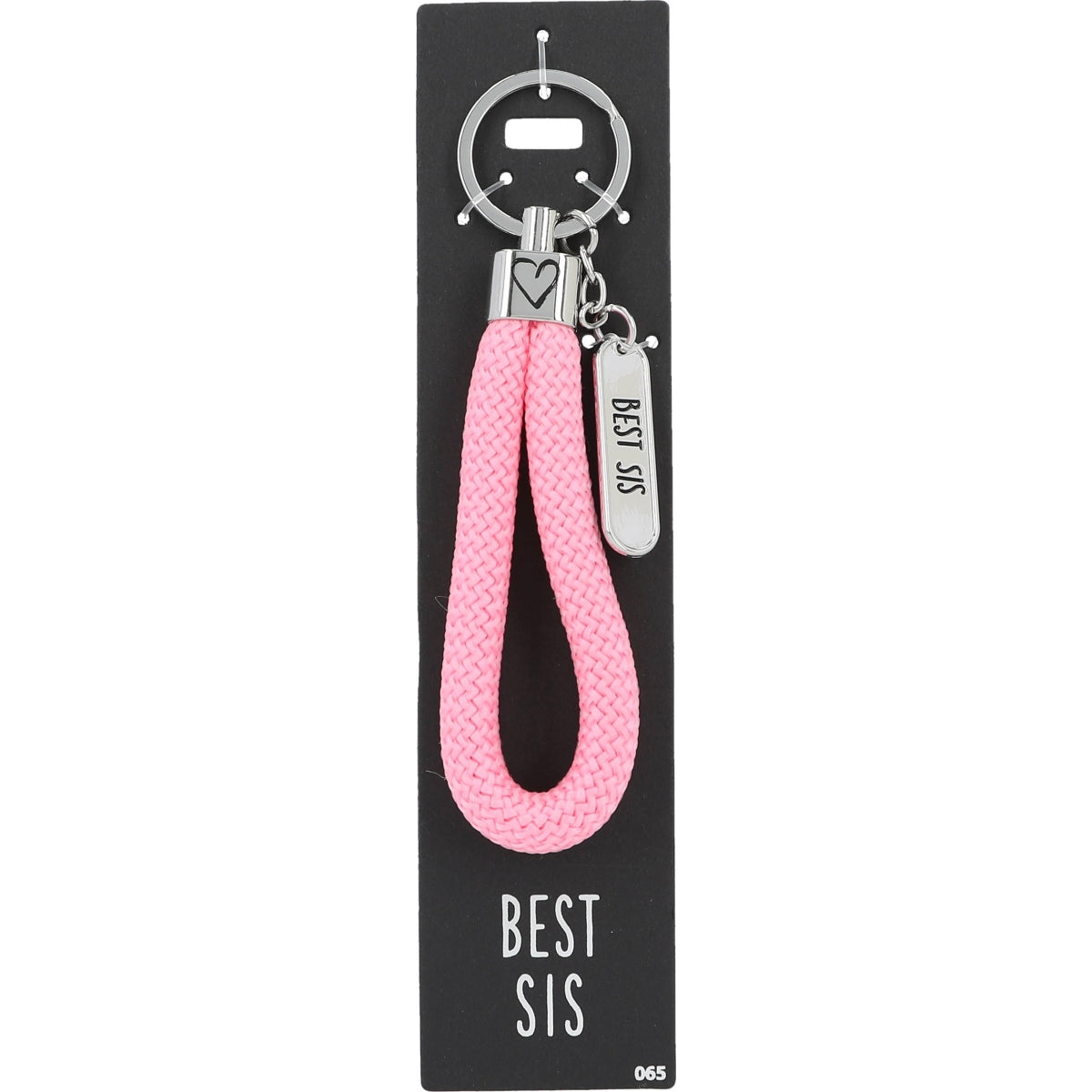 Lieve Roze Hart Sleutelhanger 'Best Sis'