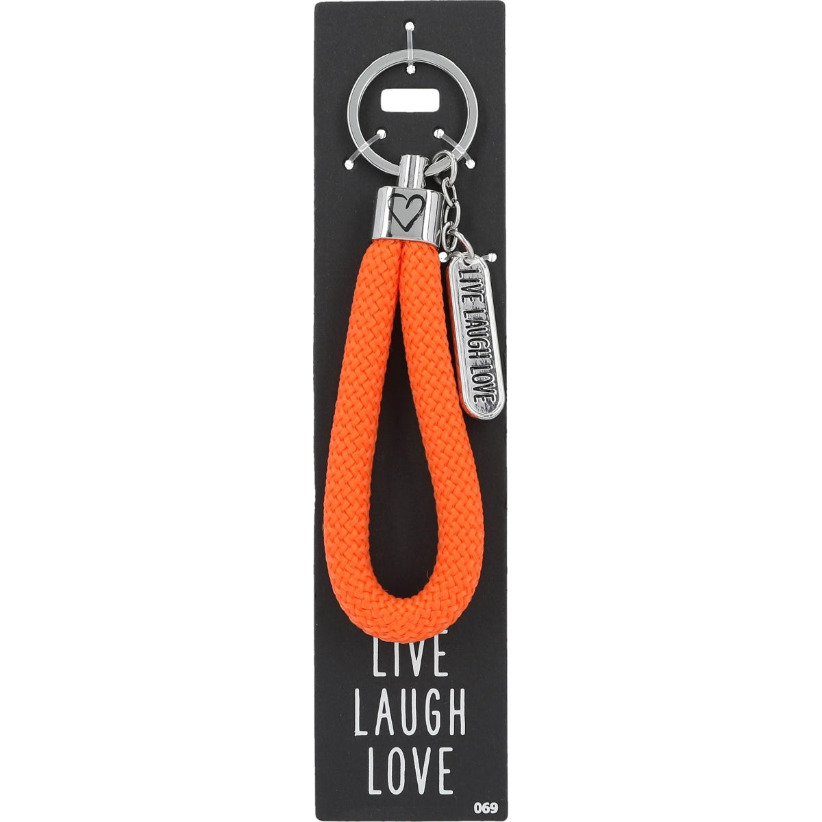 Oranje Sleutelhanger 'Live Laugh Love' met Bedeltje