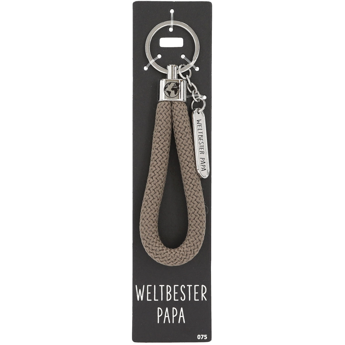 Sleutelhanger 'Weltbester Papa' met Taupe Koord