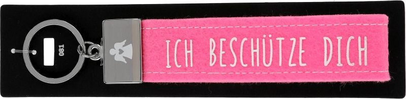Roze Vilten Sleutelhanger 'Ich beschütze dich'