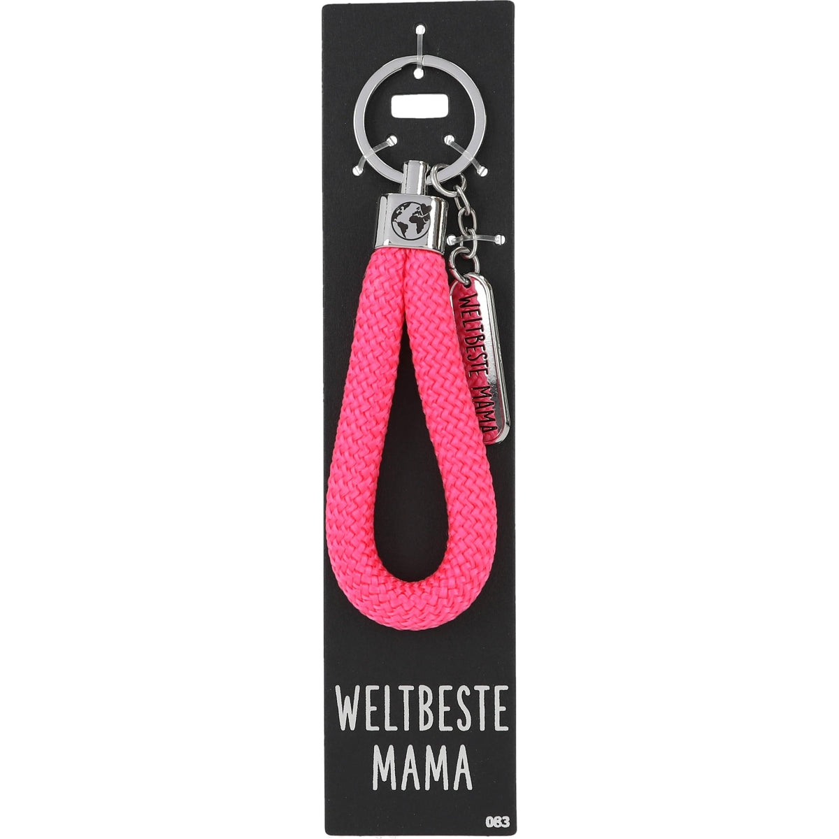 Fuchsia Sleutelhanger 'Weltbeste Mama' met Bedeltje