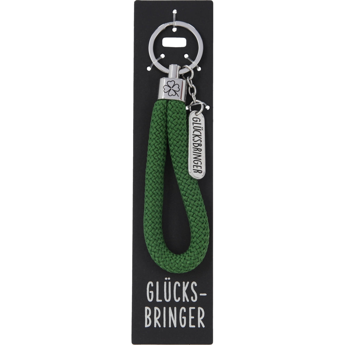 Donkergroene Gelukssleutelhanger met Bedeltje
