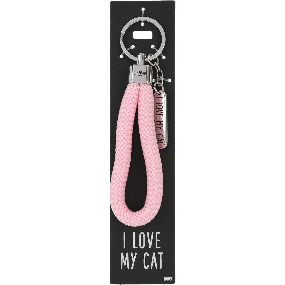Lichtroze 'I Love My Cat' Sleutelhanger met Bedeltje