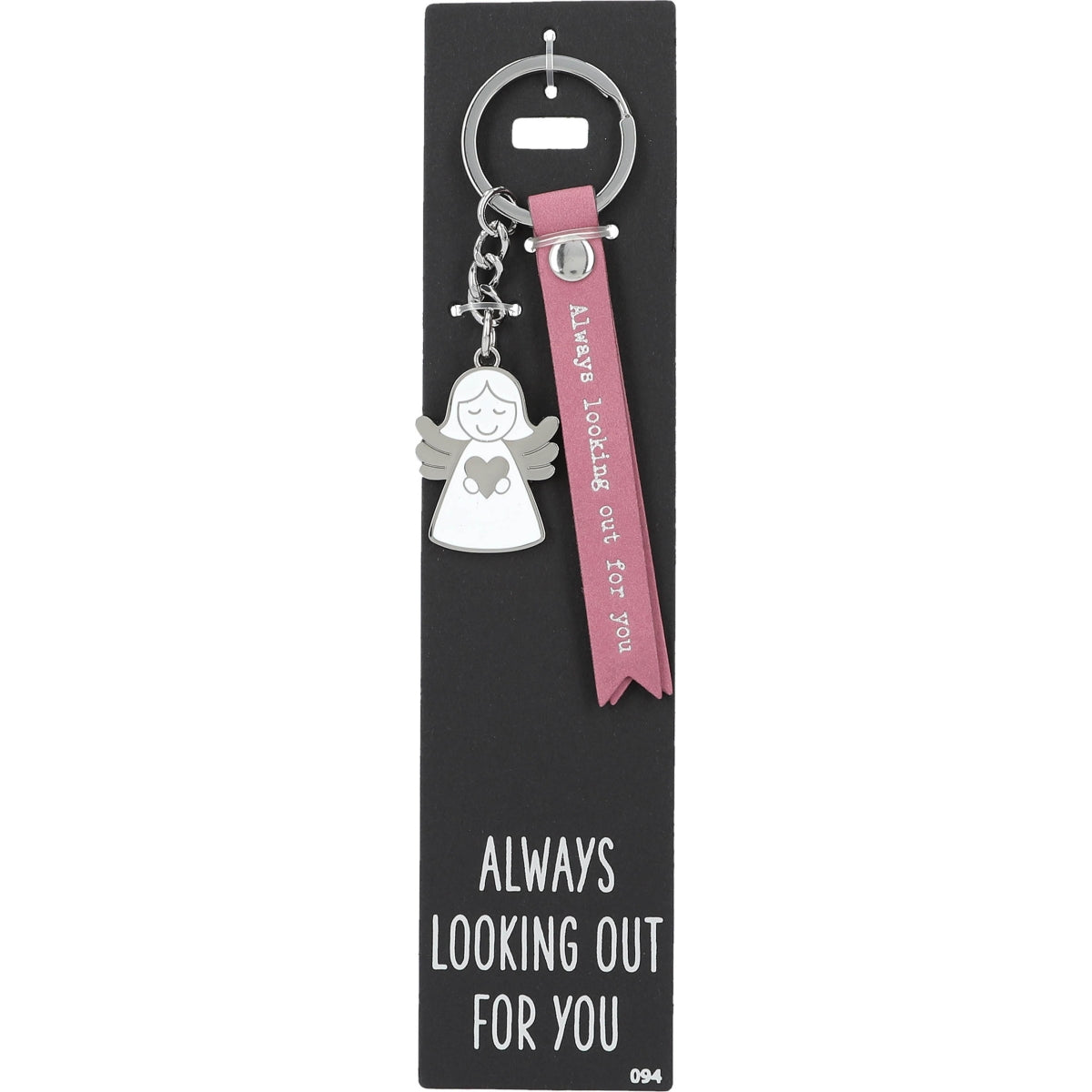Roze Hart Sleutelhanger Always Looking Out For You