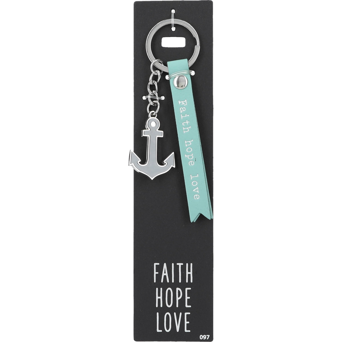 Turquoise Sleutelhanger 'Faith Hope Love'