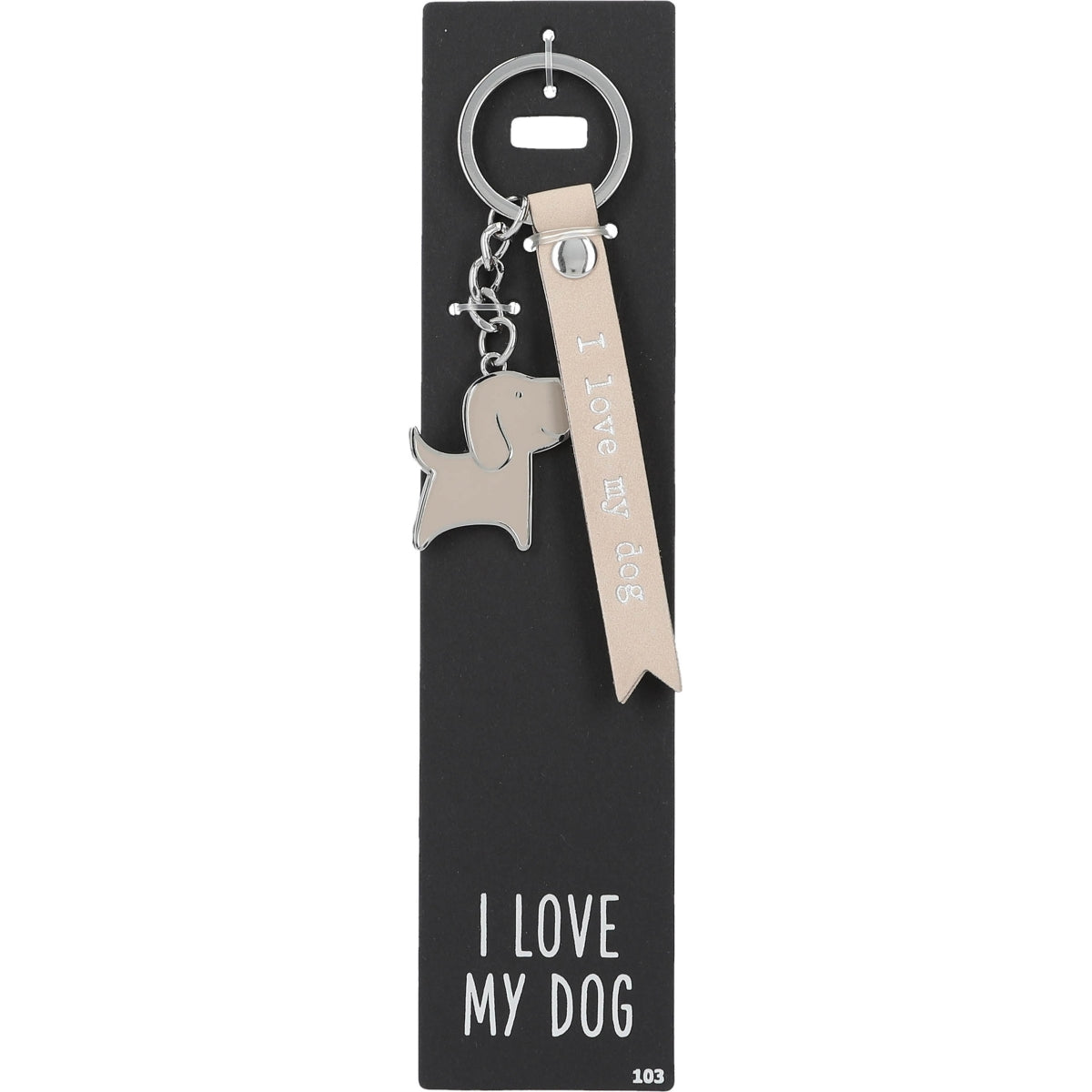 Sleutelhanger I Love My Dog - Beige en Stijlvol