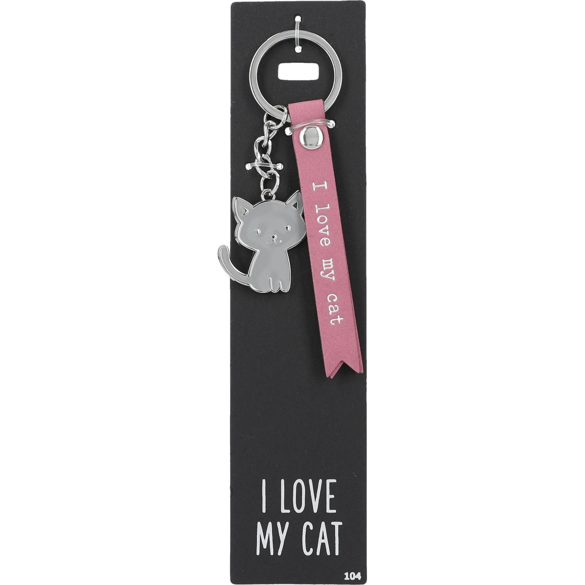 Roze Sleutelhanger: I Love My Cat