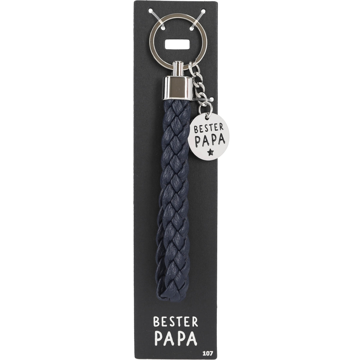 Sleutelhanger 'Beste Papa' in Donkerblauw Lederlook