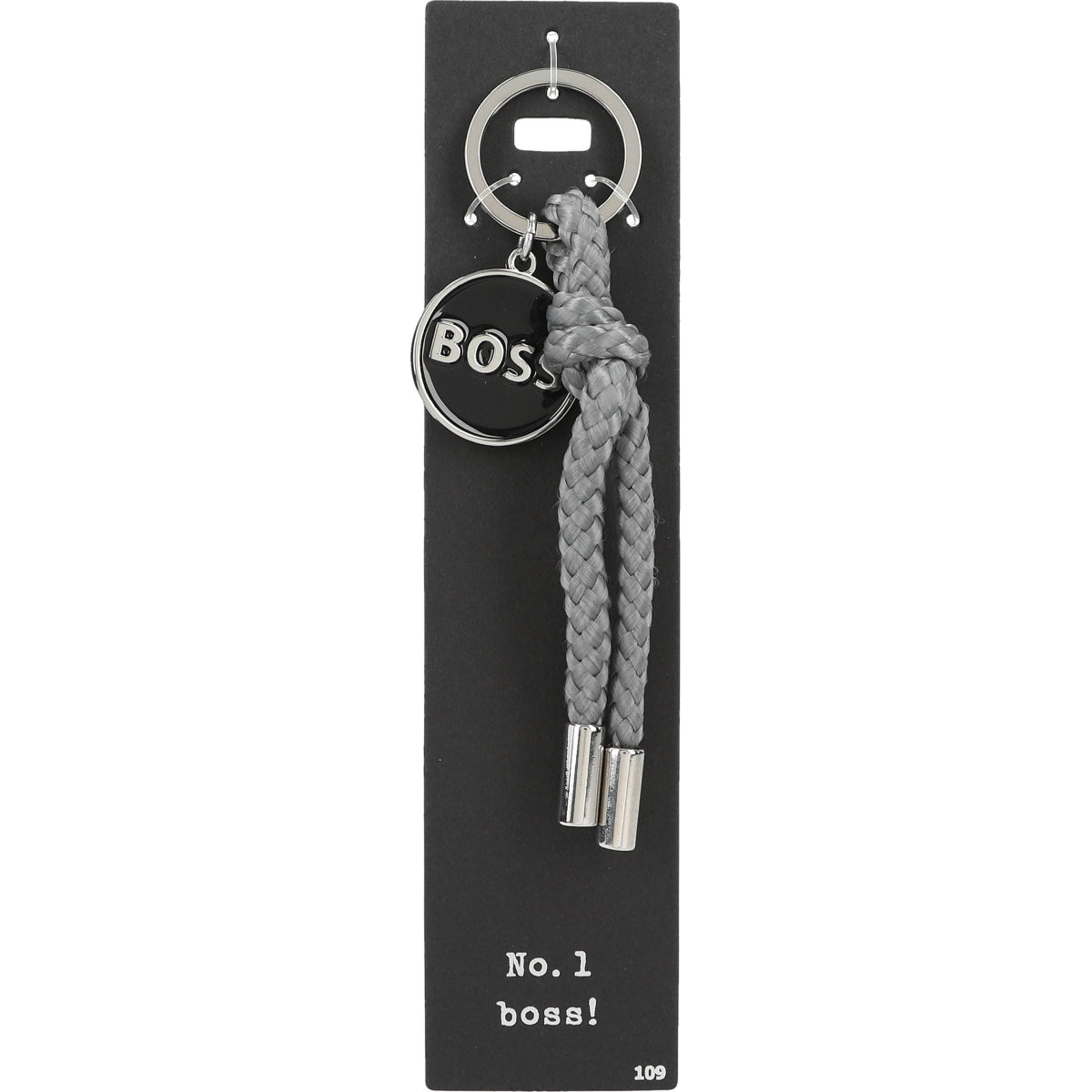 Stijlvolle Zwarte Sleutelhanger 'No. 1 Boss!'