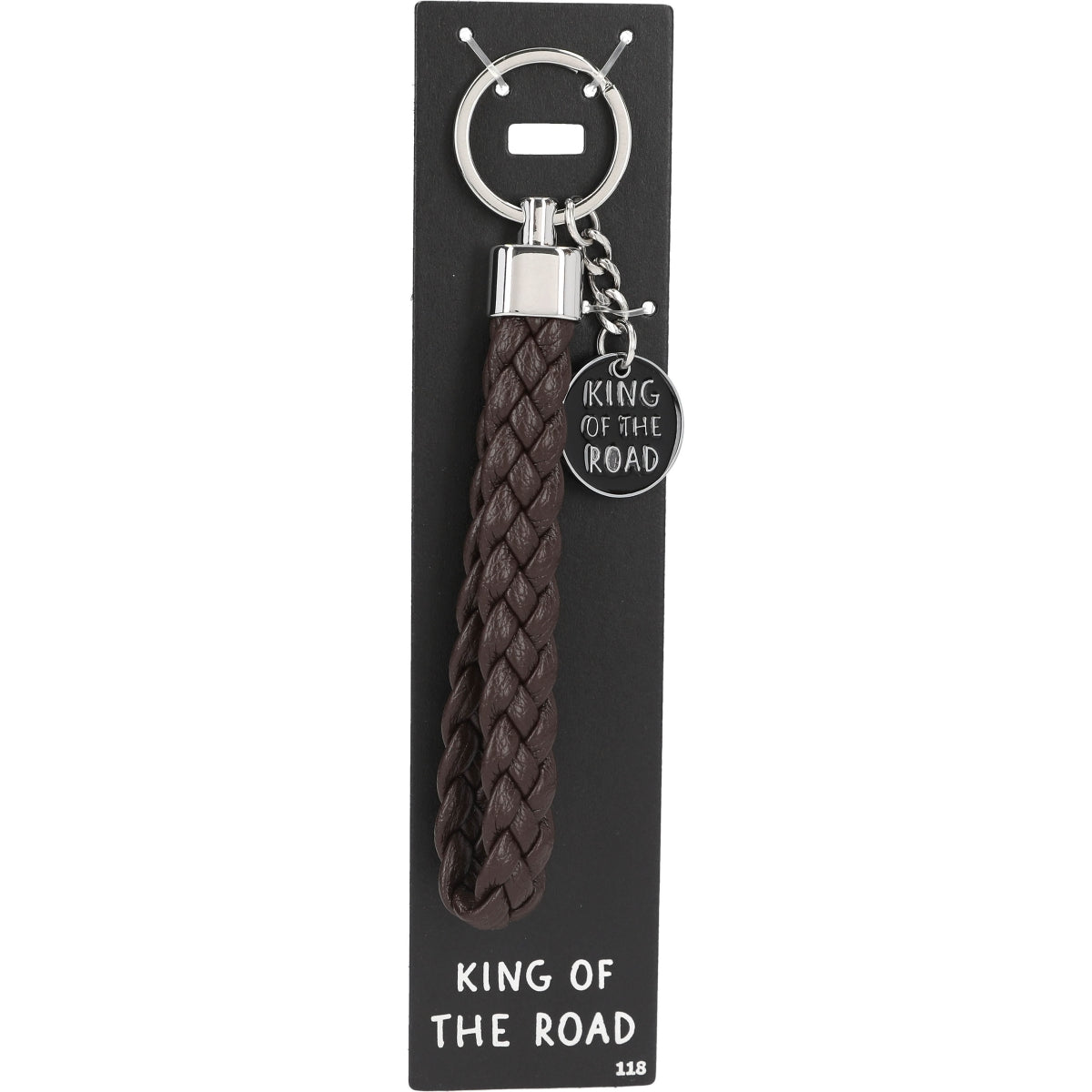 Sleutelhanger gevlochten bruin 'King of the road'